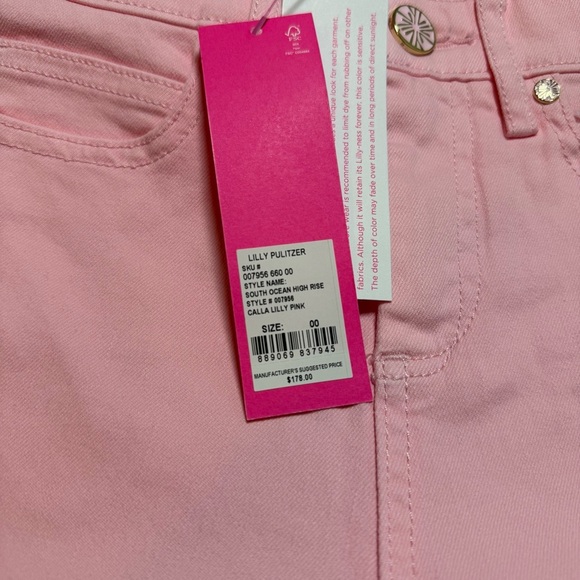 Lilly Pulitzer South Ocean High Rise Pink Calla Lily Pink Jeans - Picture 7 of 10